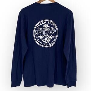 CLUB ROOM NWT Men's Graphic Long Sleeve T Shirt Navy Blue Size Medium Casual
